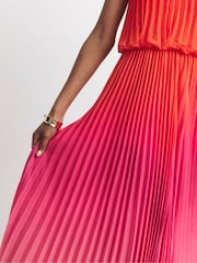 Joanna Hope Red Pleated Ombre Dress - Image 4 of 4