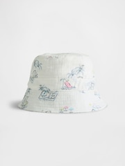 Gap White Crinkle Gauze Bucket Hat - Image 1 of 1