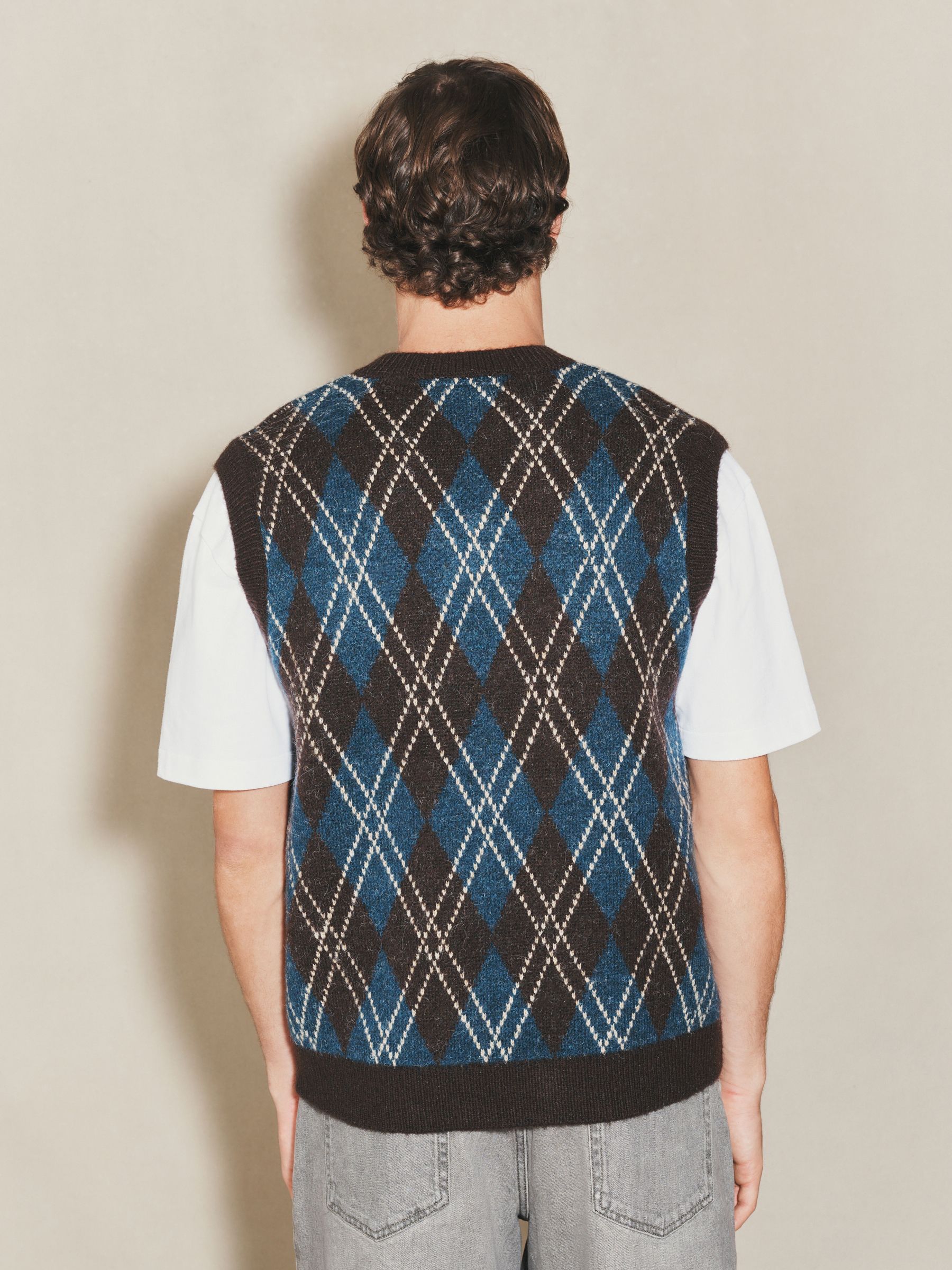 90s Archive A.P.C.　Argyle Wool Vest 90s Archive A.P.C. Argyle Wool Vest Mod cloth Blue Yellow