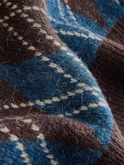 Multi EDIT Knitted Sleeveless Argyle Vest - Image 3 of 8