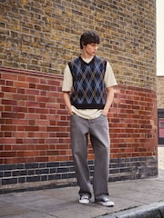 Multi EDIT Knitted Sleeveless Argyle Vest - Image 5 of 8