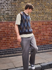 Multi EDIT Knitted Sleeveless Argyle Vest - Image 7 of 8