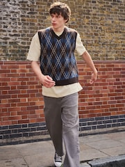 Multi EDIT Knitted Sleeveless Argyle Vest - Image 8 of 8