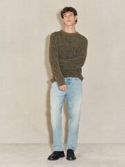 Green EDIT Long Sleeve Knitted Leopard Print Jumper - Image 3 of 14