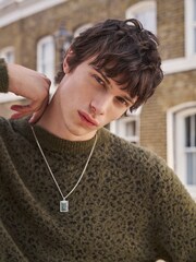 Green EDIT Long Sleeve Knitted Leopard Print Jumper - Image 5 of 14