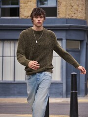 Green EDIT Long Sleeve Knitted Leopard Print Jumper - Image 6 of 14