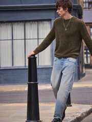 Green EDIT Long Sleeve Knitted Leopard Print Jumper - Image 7 of 14