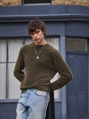 Green EDIT Long Sleeve Knitted Leopard Print Jumper - Image 8 of 14