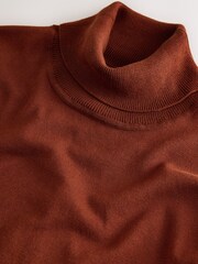 Red Brown EDIT Knitted Long Sleeve Roll Neck Polo Shirt - Image 2 of 3