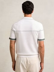 Reiss White/Green Bradford Half Zip Tipped Polo Shirt - Image 6 of 6