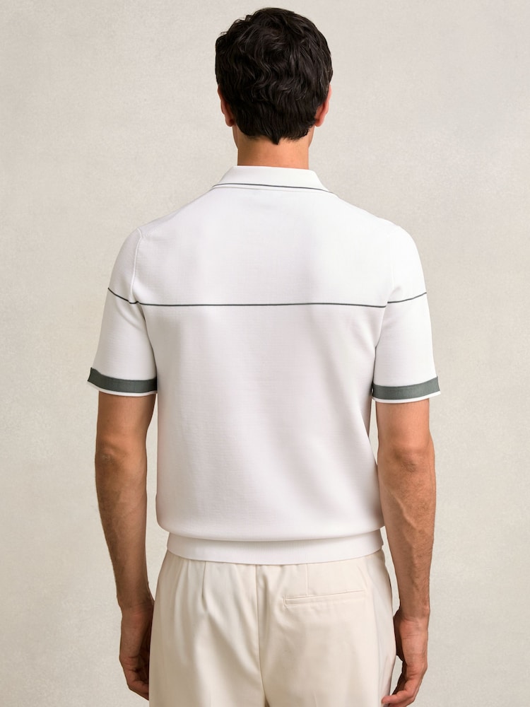 blanco/verde - Reiss Bradford Half Zip Tipped Polo Shirt - Imagen 6 de 6 blanco/verde - Reiss Bradford Half Zip Tipped Polo Shirt - Imagen 6 de 6