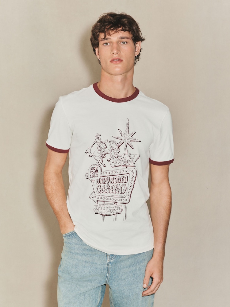 White Ecru EDIT Graphic Ringer T-Shirt - Image 1 of 7 White Ecru EDIT Graphic Ringer T-Shirt - Image 1 of 7