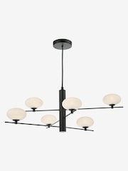 Dar Lighting Matt Black Opal Glass Jasper 6lt Pendant - Image 3 of 6