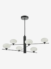 Dar Lighting Matt Black Opal Glass Jasper 6lt Pendant - Image 4 of 6