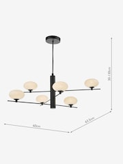 Dar Lighting Matt Black Opal Glass Jasper 6lt Pendant - Image 6 of 6