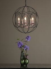 Dar Lighting Matt Black  Polished Copper Phoenix 5lt Pendant - Image 1 of 5