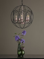 Dar Lighting Matt Black  Polished Copper Phoenix 5lt Pendant - Image 2 of 5