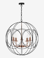 Dar Lighting Matt Black  Polished Copper Phoenix 5lt Pendant - Image 3 of 5