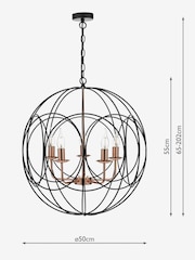Dar Lighting Matt Black  Polished Copper Phoenix 5lt Pendant - Image 5 of 5