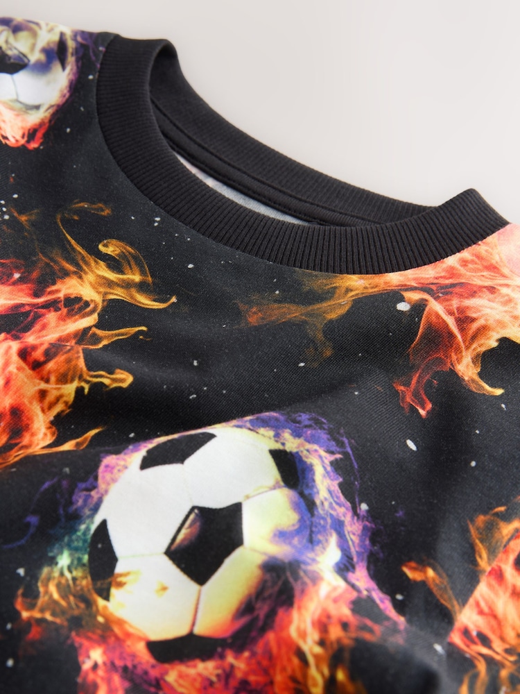 Black Flame Foootball Regular Fit Short Sleeve All-Over Print T-Shirt (3-16yrs) - Image 1 of 4