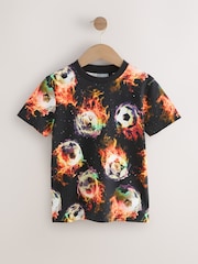 Black Flame Foootball Regular Fit Short Sleeve All-Over Print T-Shirt (3-16yrs) - Image 3 of 4