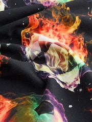 Black Flame Foootball Regular Fit Short Sleeve All-Over Print T-Shirt (3-16yrs) - Image 4 of 4