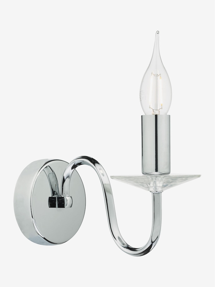Dar Lighting Polished Chrome Crystal Pique Wall Light - Image 1 of 4