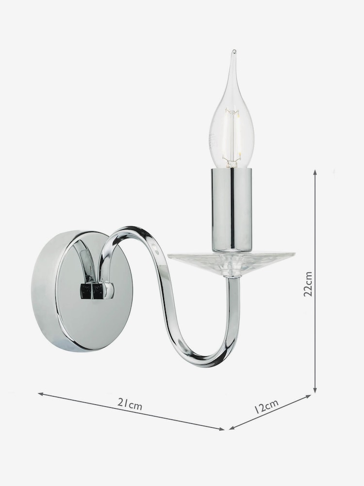 Dar Lighting Polished Chrome Crystal Pique Wall Light - Image 4 of 4