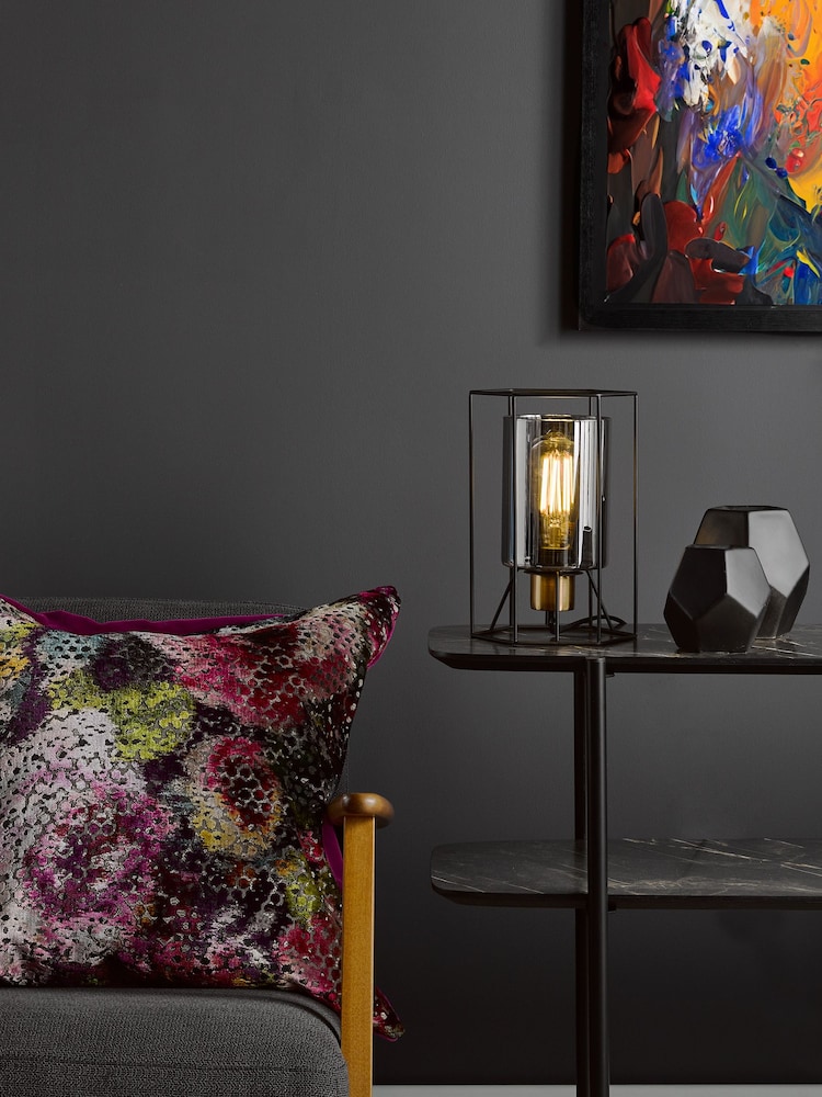 Dar Lighting Matt Black Smoked Glass Frederick Task Lamp - Image 1 of 6