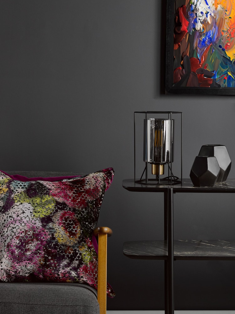 Dar Lighting Matt Black Smoked Glass Frederick Task Lamp - Image 2 of 6