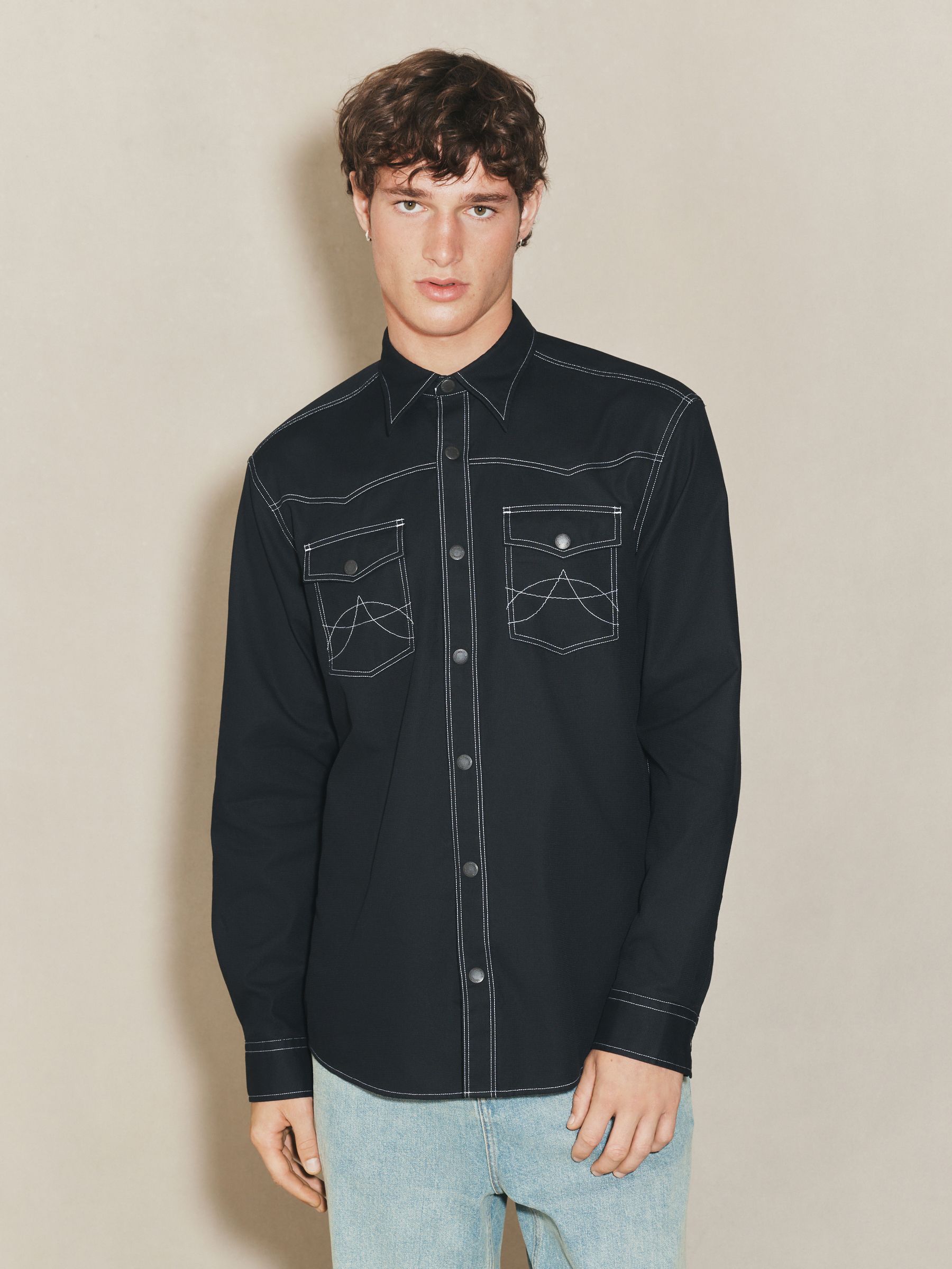 Buy Black EDIT Long Sleeve Western Style Shirt from the Next UK