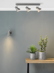 Dar Lighting Matt Grey Polished Chrome Diza 3 Light Bar Spotlight - Image 1 of 5
