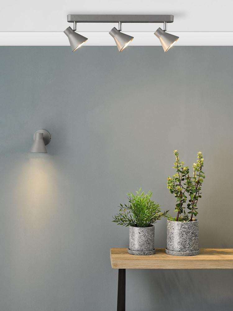 Dar Lighting Matt Grey Polished Chrome Diza 3 Light Bar Spotlight - Image 1 of 5