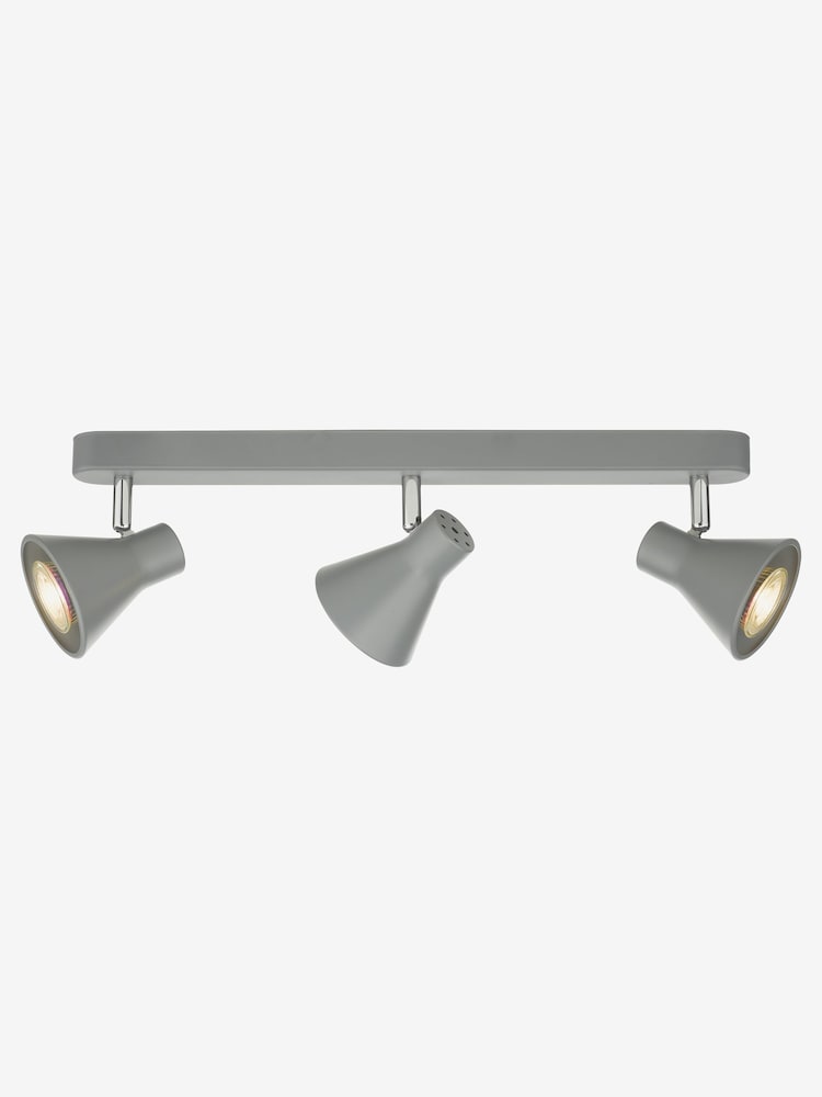 Dar Lighting Matt Grey Polished Chrome Diza 3 Light Bar Spotlight - Image 2 of 5