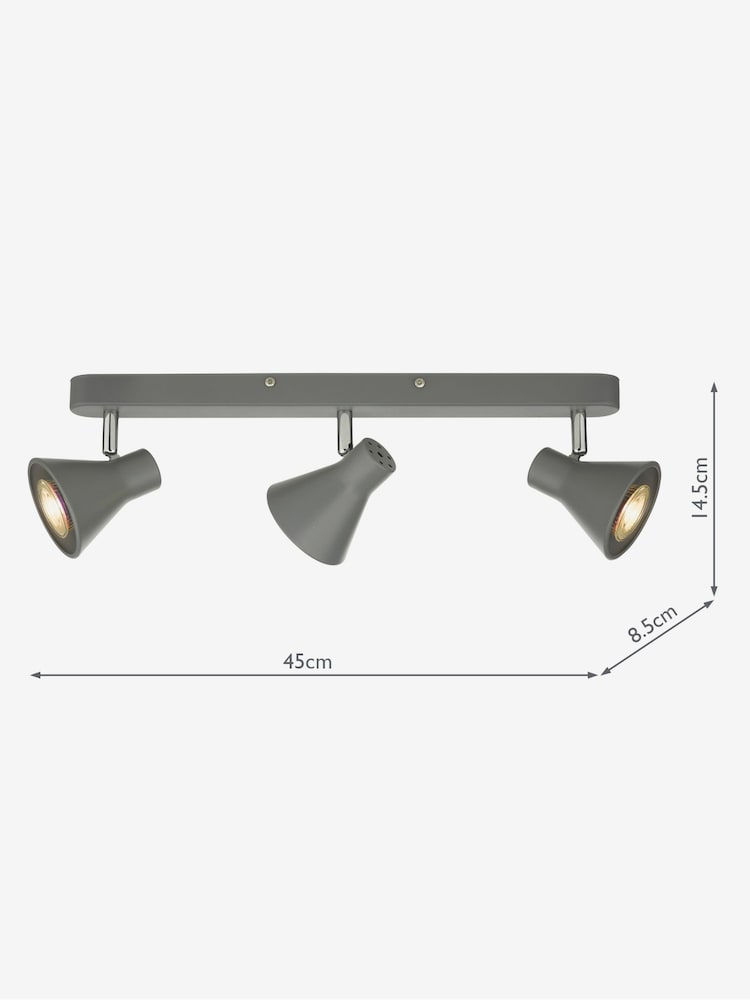 Dar Lighting Matt Grey Polished Chrome Diza 3 Light Bar Spotlight - Image 5 of 5