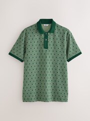 Green EDIT Geo Pattern Polo Shirt - Image 1 of 7