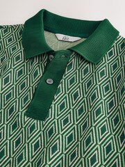 Green EDIT Geo Pattern Polo Shirt - Image 2 of 7