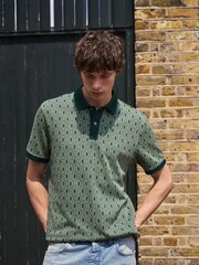 Green EDIT Geo Pattern Polo Shirt - Image 4 of 7