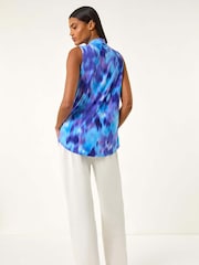 Roman Purple Smudge Print Pleat Front Vest - Image 3 of 5