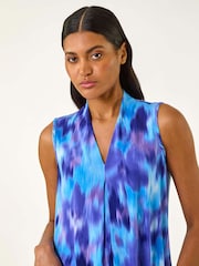 Roman Purple Smudge Print Pleat Front Vest - Image 4 of 5