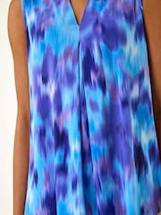 Roman Purple Smudge Print Pleat Front Vest - Image 5 of 5