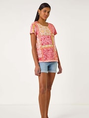 Roman Contrast Print Stretch T-Shirt - Imagem 2 de 5