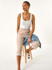 Roman Natural Contrast Detail Cropped Stretch Trousers - Image 1 of 5