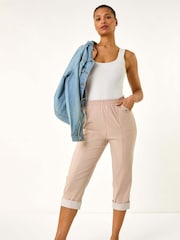 Roman Natural Contrast Detail Cropped Stretch Trousers - Image 2 of 5