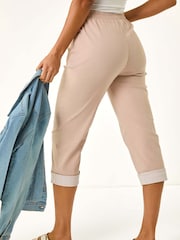 Roman Natural Contrast Detail Cropped Stretch Trousers - Image 3 of 5