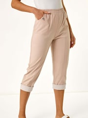 Roman Natural Contrast Detail Cropped Stretch Trousers - Image 4 of 5