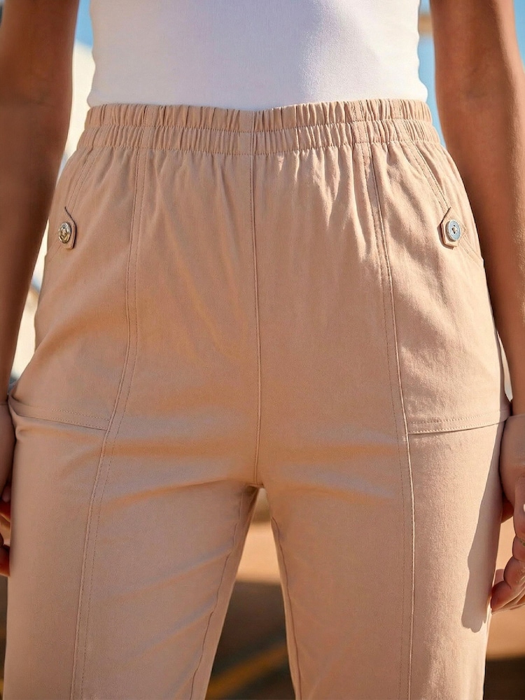 Roman Natural Contrast Detail Cropped Stretch Trousers - Image 5 of 5