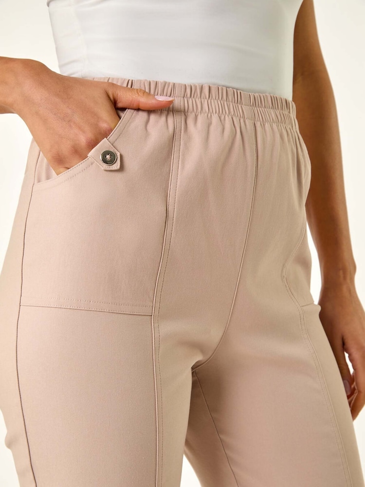 Roman Natural Contrast Detail Cropped Stretch Trousers - Image 5 of 5