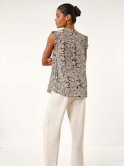 Roman Black Print Pintuck Frill Blouse - Image 3 of 5