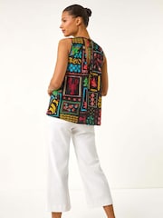 Roman Black Holiday Print Blouses - Image 2 of 5